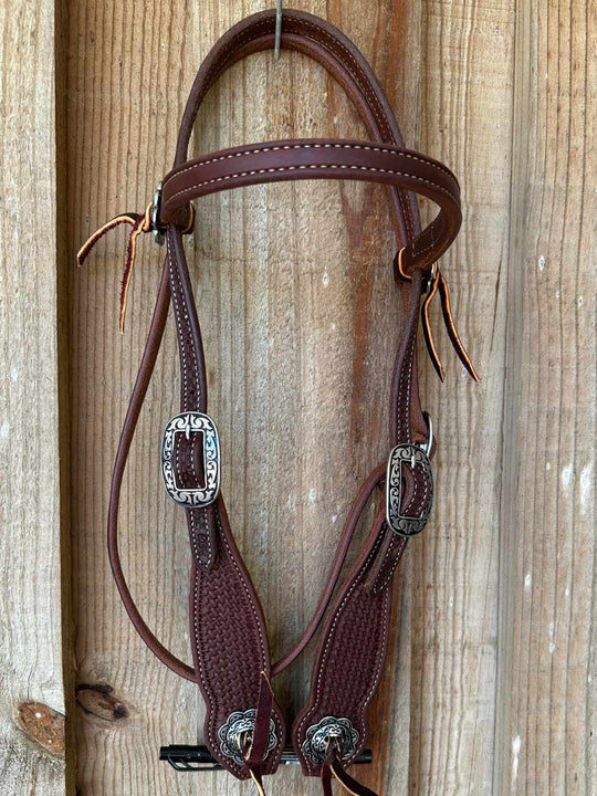 Western Bridle Show Browband  High Quality Oiled Leather USA Made