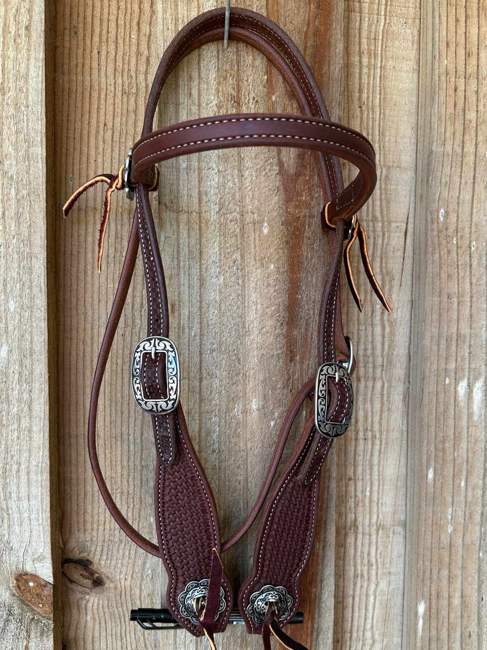 Western Bridle Show Browband  High Quality Oiled Leather USA Made