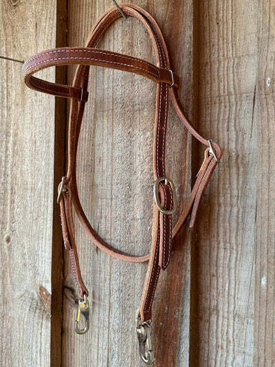 Western Bridle Browband Headstall Harness Leather Quick Snap Ends