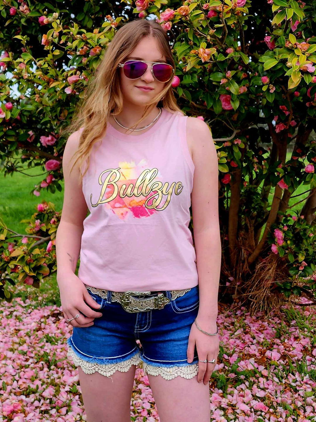 Bullzye Blossom Singlet Top Pink