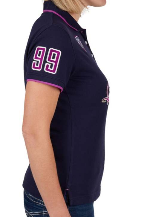 Bullzye Belle Navy Polo Cotton Top