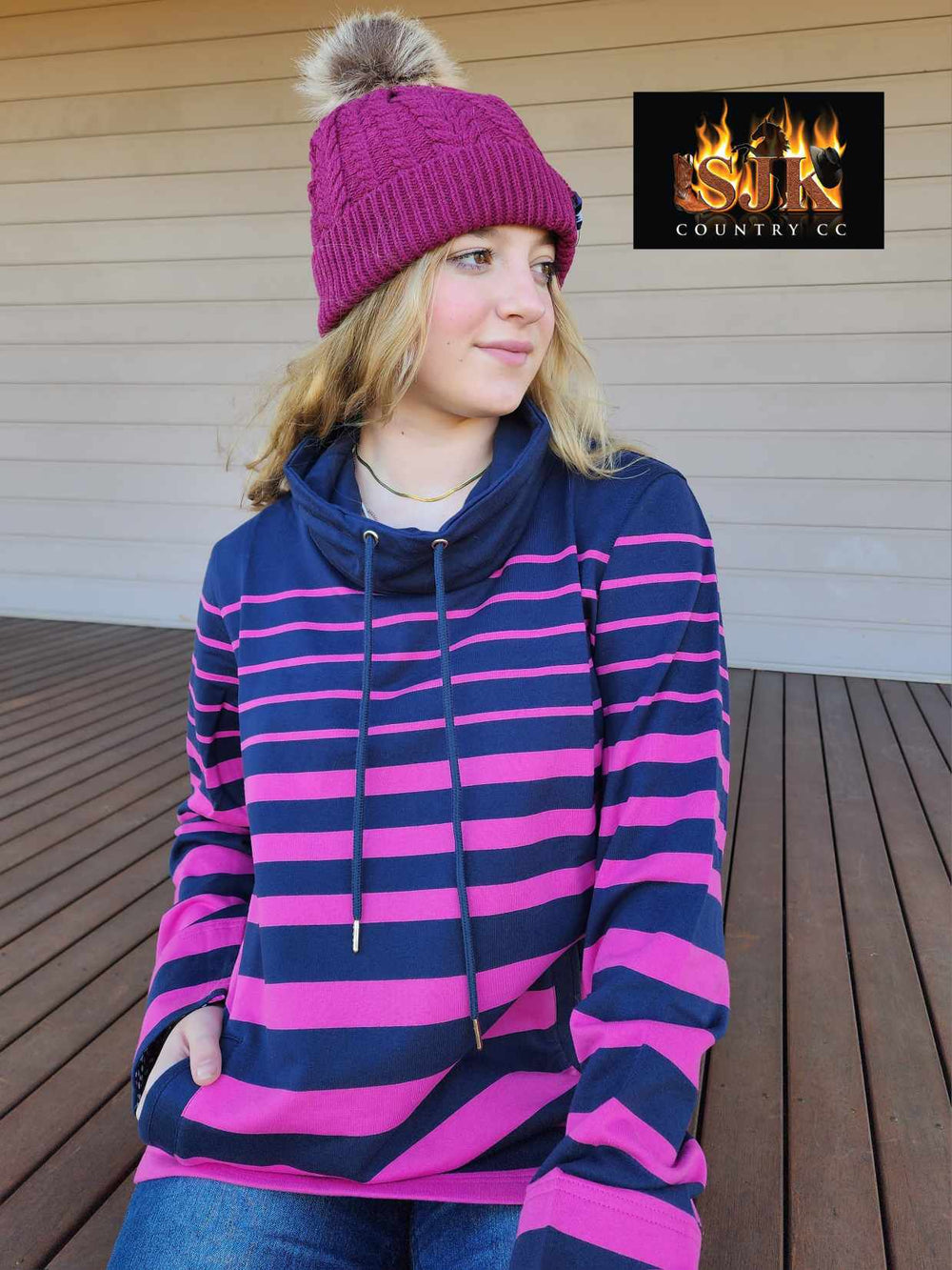 Thomas Cook Taylah Cable Knit Beanie with Fur Pom