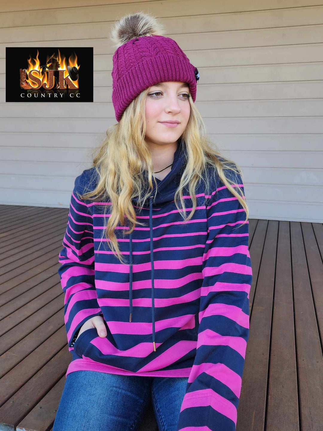 Thomas Cook Taylah Cable Knit Beanie with Fur Pom