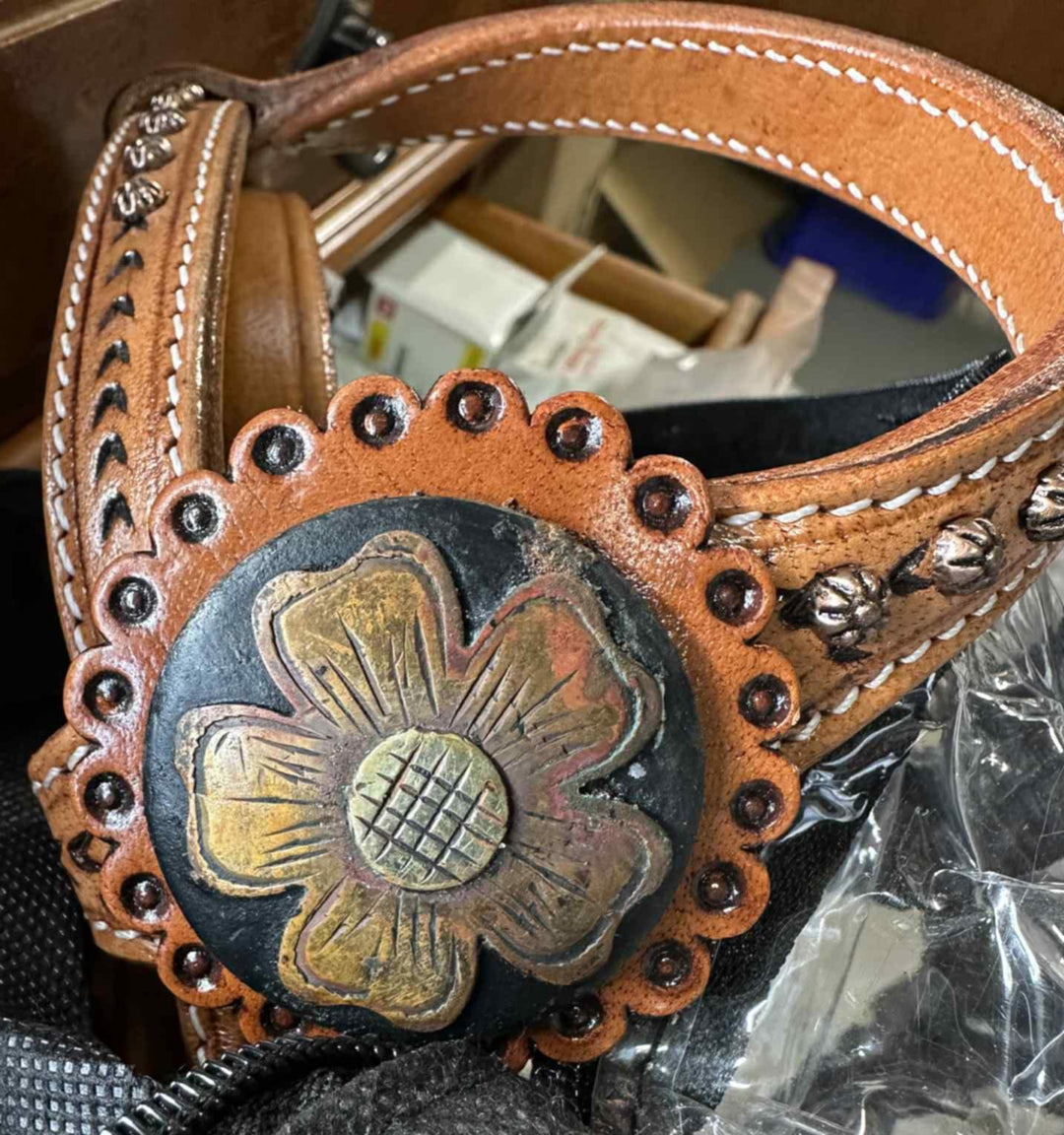 Western Tack Set - One ear Daisy Leather Bridle & Breastcollar Set