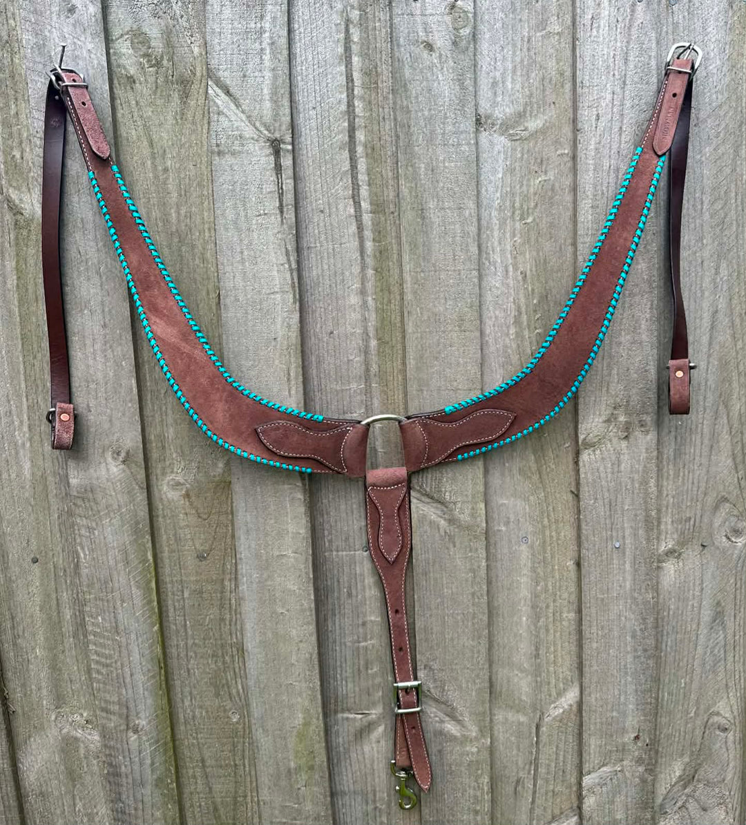 Pulling  - Beautiful Leather Breastcollar Breastplate - Teal