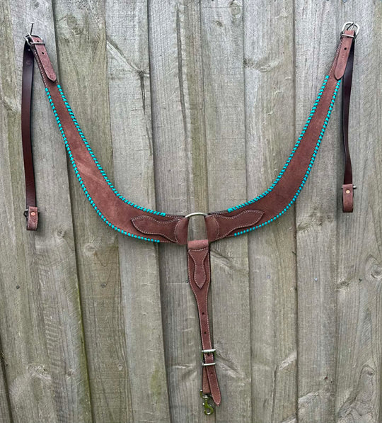 Pulling  - Beautiful Leather Breastcollar Breastplate - Teal