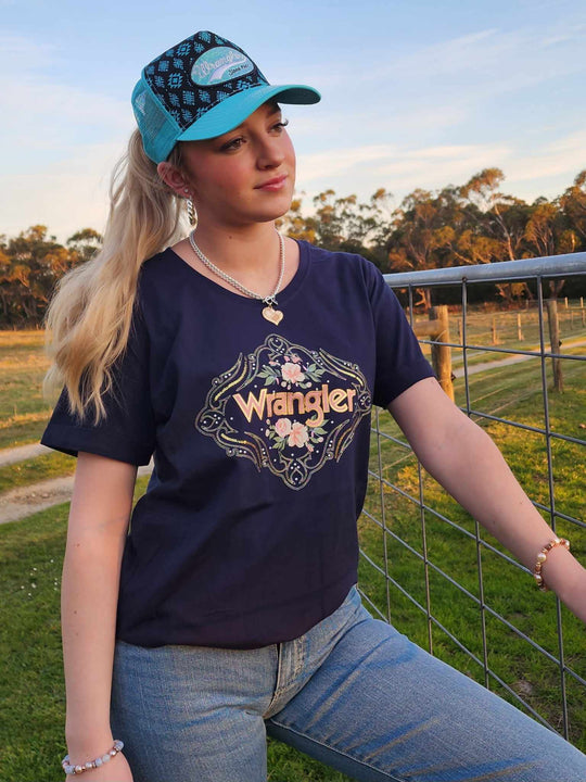Wrangler Darcy Tee Shirt Top Navy