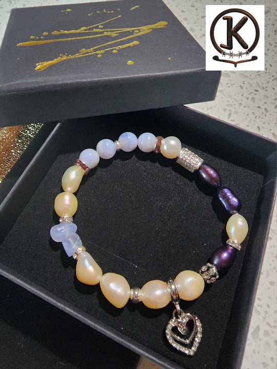 Jewellery - Genuine Semi Precious Gemstone & Freshwater Pearl Bracelet
