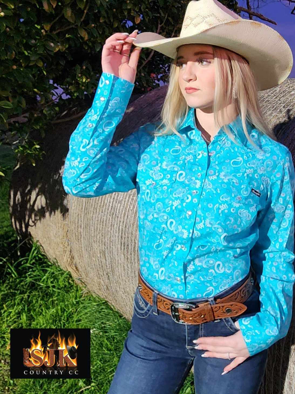 Wrangler Gabby Western Arena Shirt Aqua