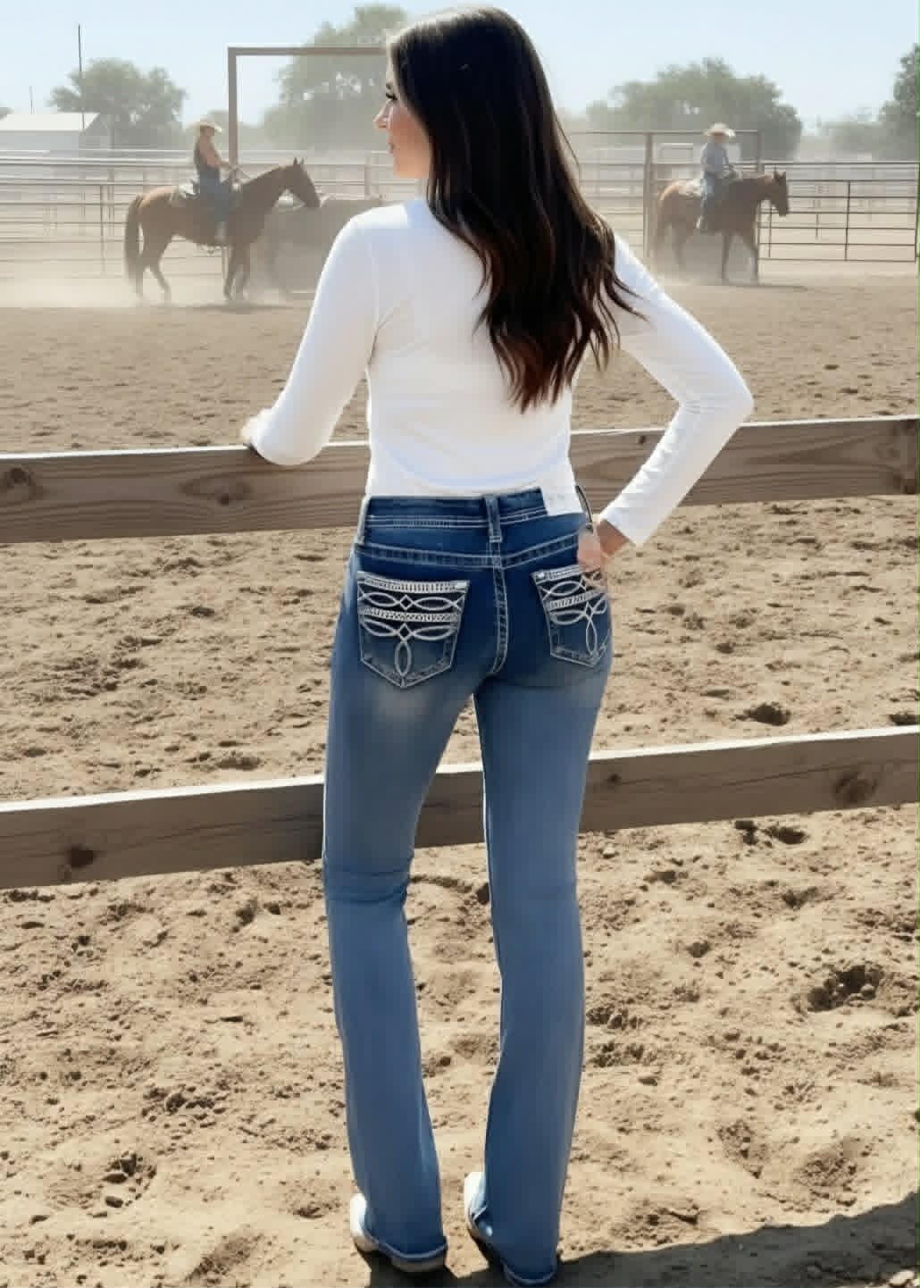 Grace in LA Easy Fit Western  Pocket  Jeans