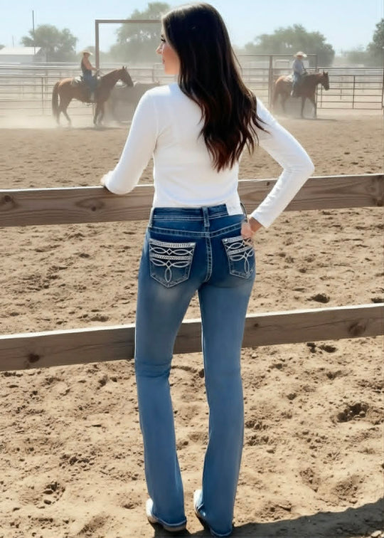 Grace in LA Easy Fit Western  Pocket  Jeans