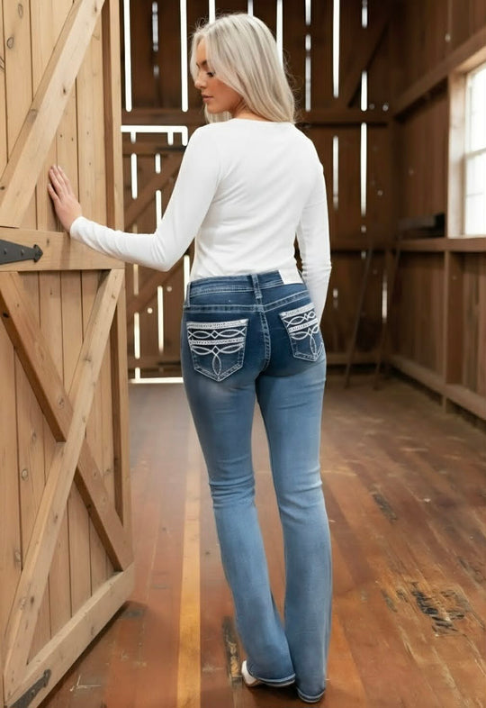 Grace in LA Easy Fit Western  Pocket  Jeans