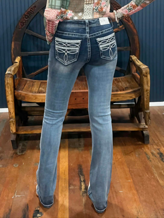 Grace in LA Easy Fit Western  Pocket  Jeans