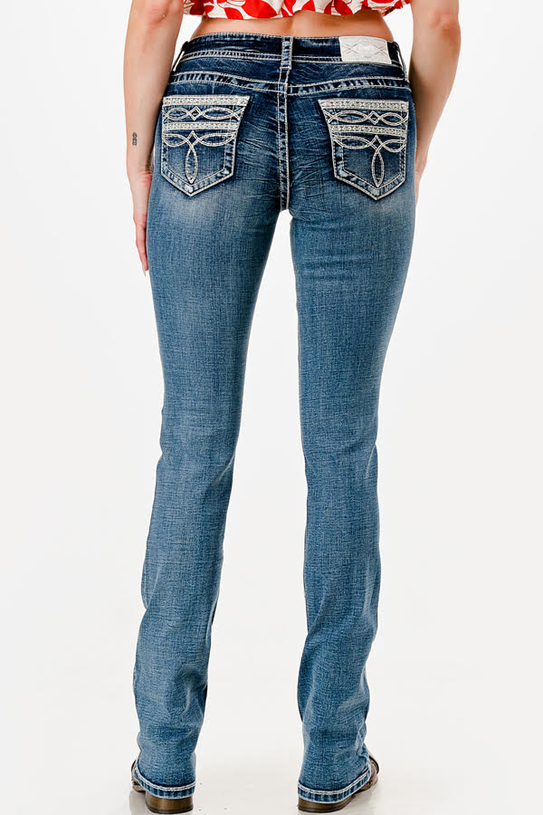 Grace in LA Easy Fit Western  Pocket  Jeans