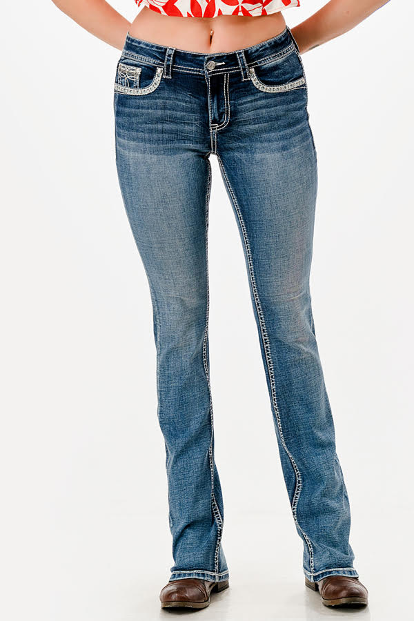 Grace in LA Easy Fit Western  Pocket  Jeans