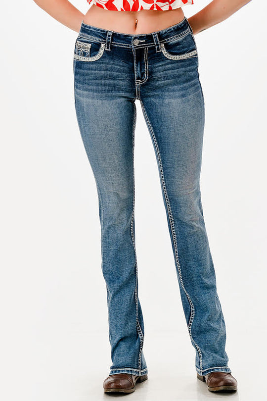 Grace in LA Easy Fit Western  Pocket  Jeans