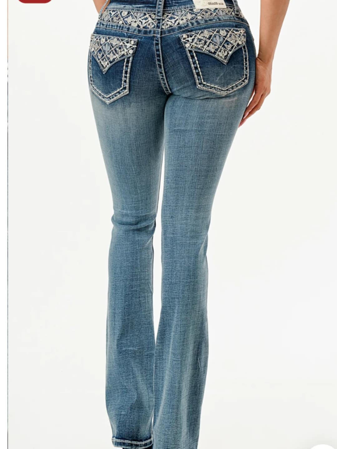 Grace in LA Easy Fit Western Yoke & Pocket  Jeans