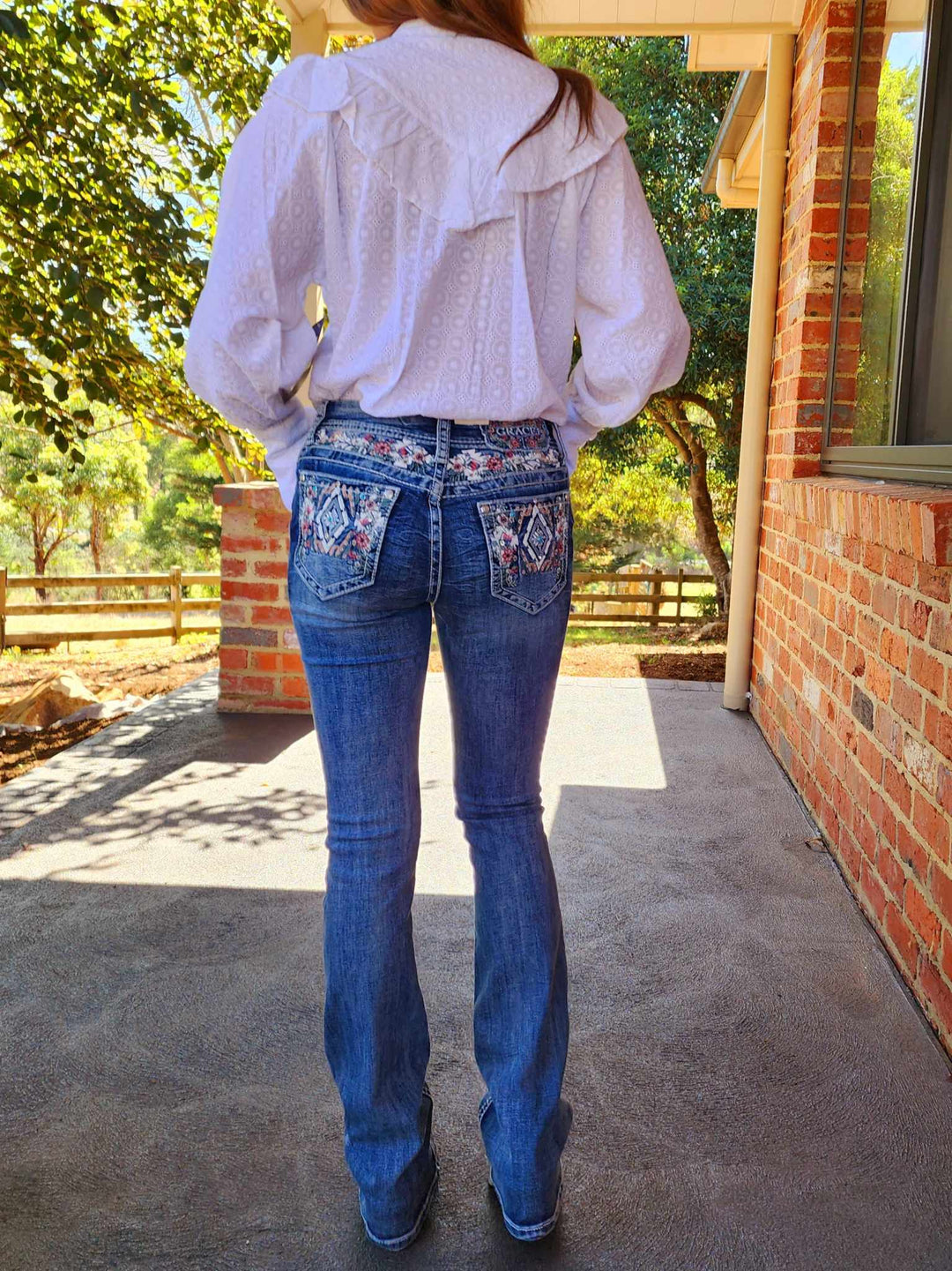 Grace in LA Mid Rise Western Yoke & Pocket  Jeans