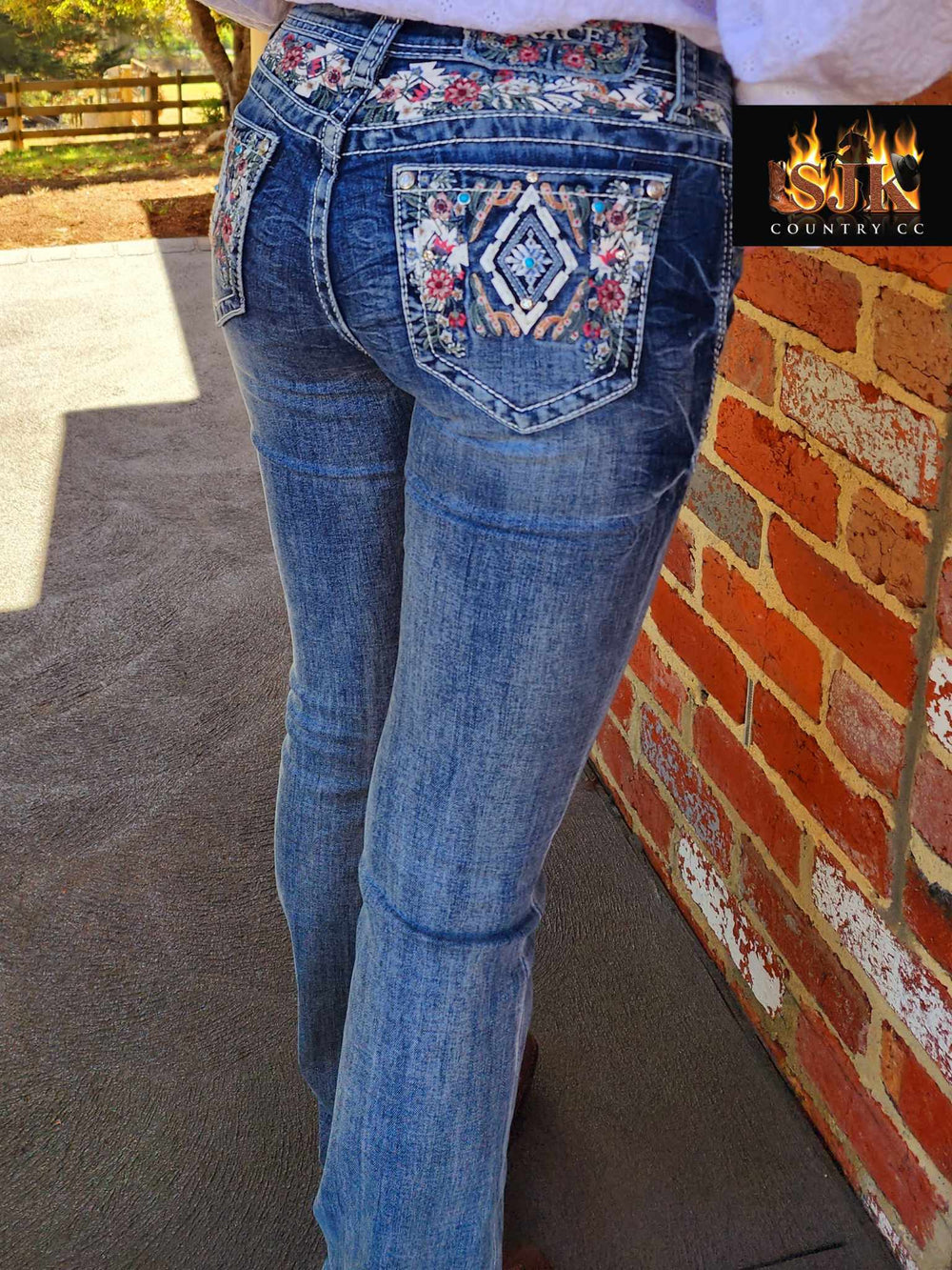 Grace in LA Mid Rise Western Yoke & Pocket  Jeans