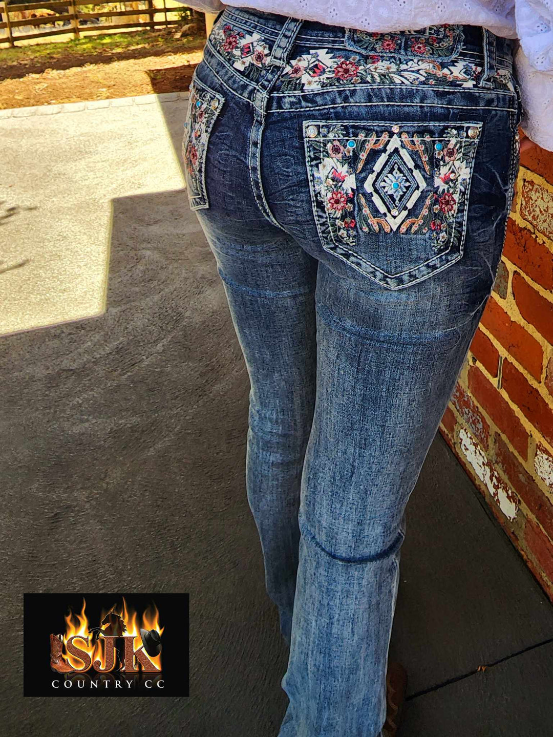 Grace in LA Mid Rise Western Yoke & Pocket  Jeans