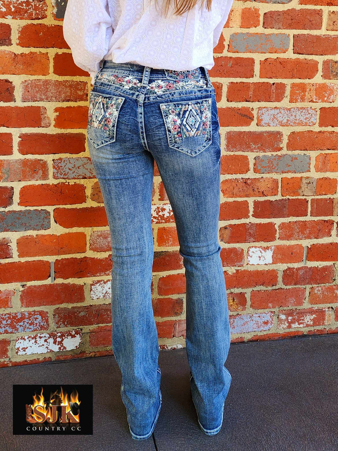 Grace in LA Mid Rise Western Yoke & Pocket  Jeans