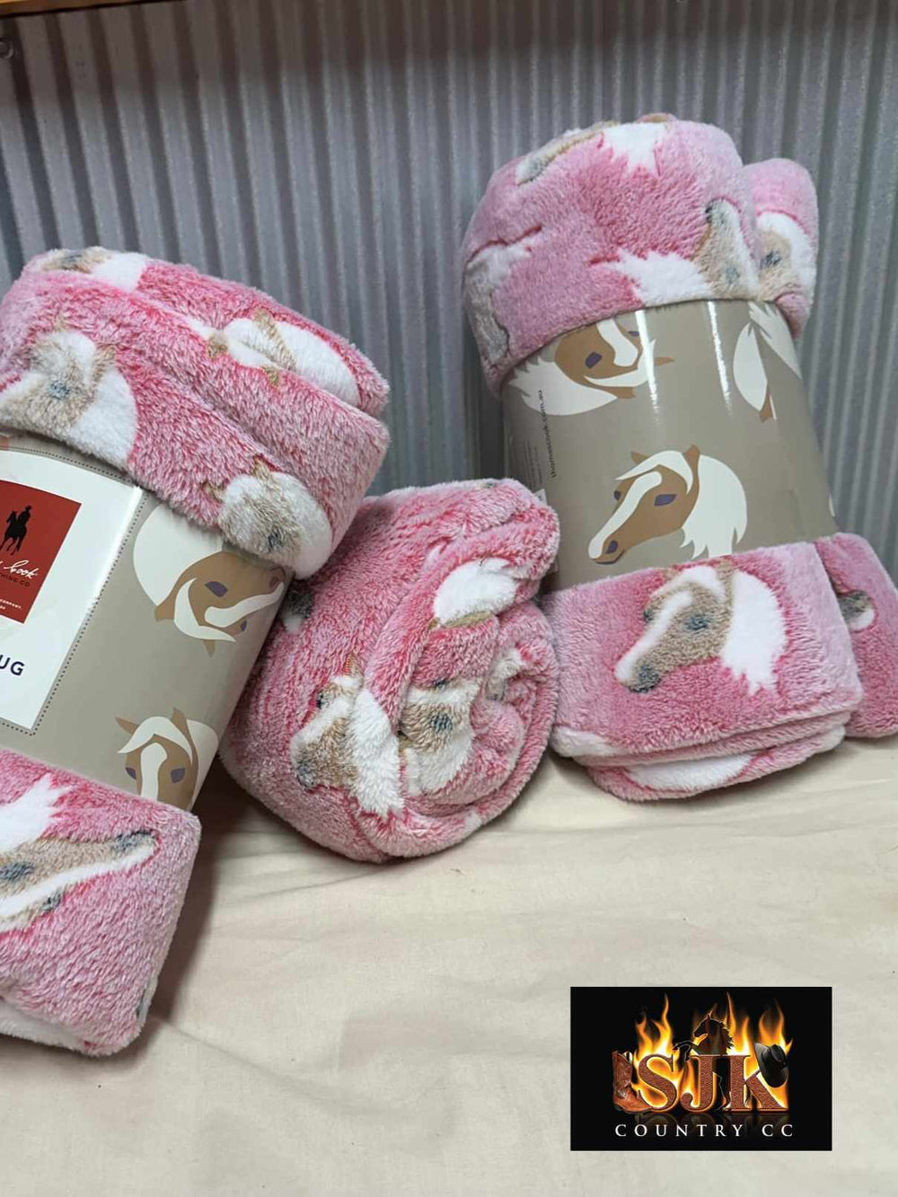 Thomas Cook Pink Snuggle Throw Blanket Horse