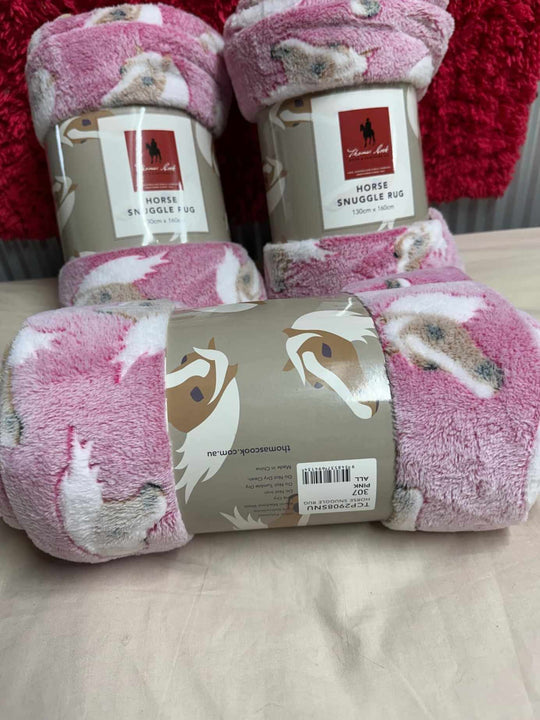 Thomas Cook Pink Snuggle Throw Blanket Horse