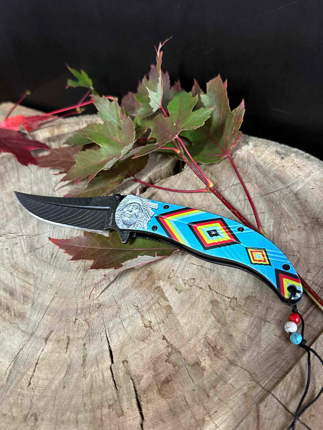 Knive - Indian Tribal Blue Pocket Knife