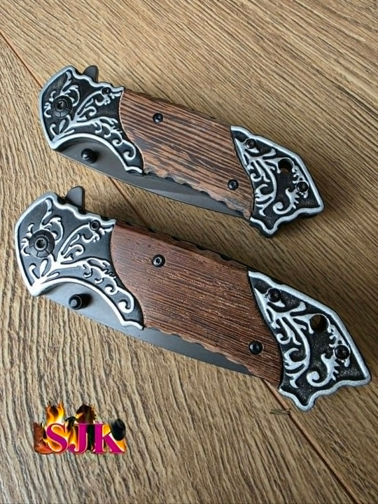 Knife - Pocket Knife Embossed Design BLK