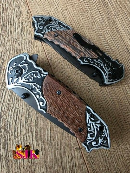 Knife - Pocket Knife Embossed Design BLK