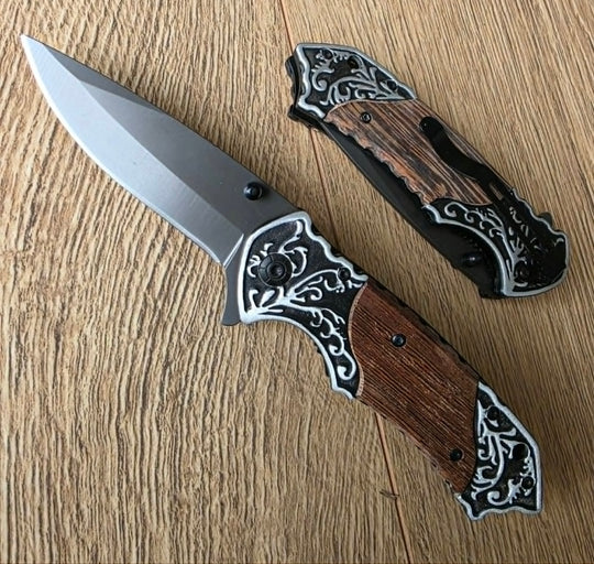 Knife - Pocket Knife Embossed Design BLK