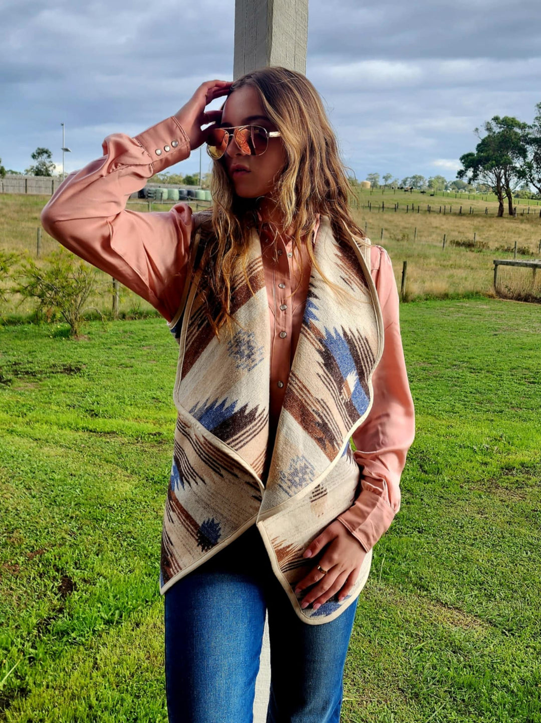 Pure Western Ladies Keegan Aztec print Vest