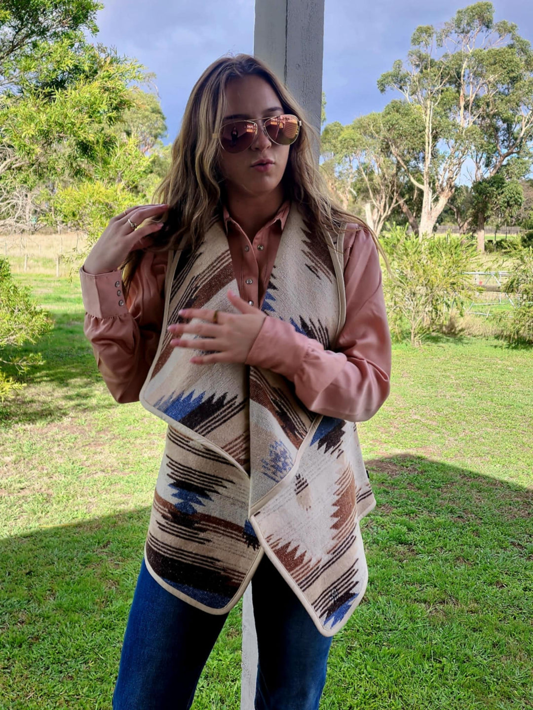 Pure Western Ladies Keegan Aztec print Vest