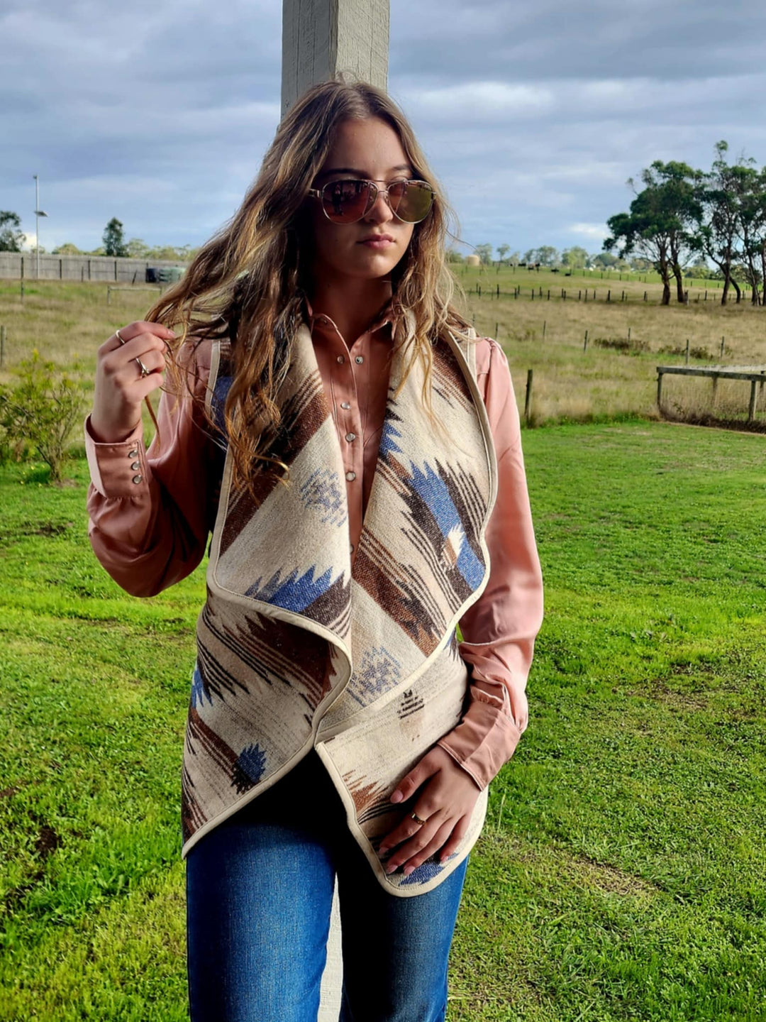 Pure Western Ladies Keegan Aztec print Vest