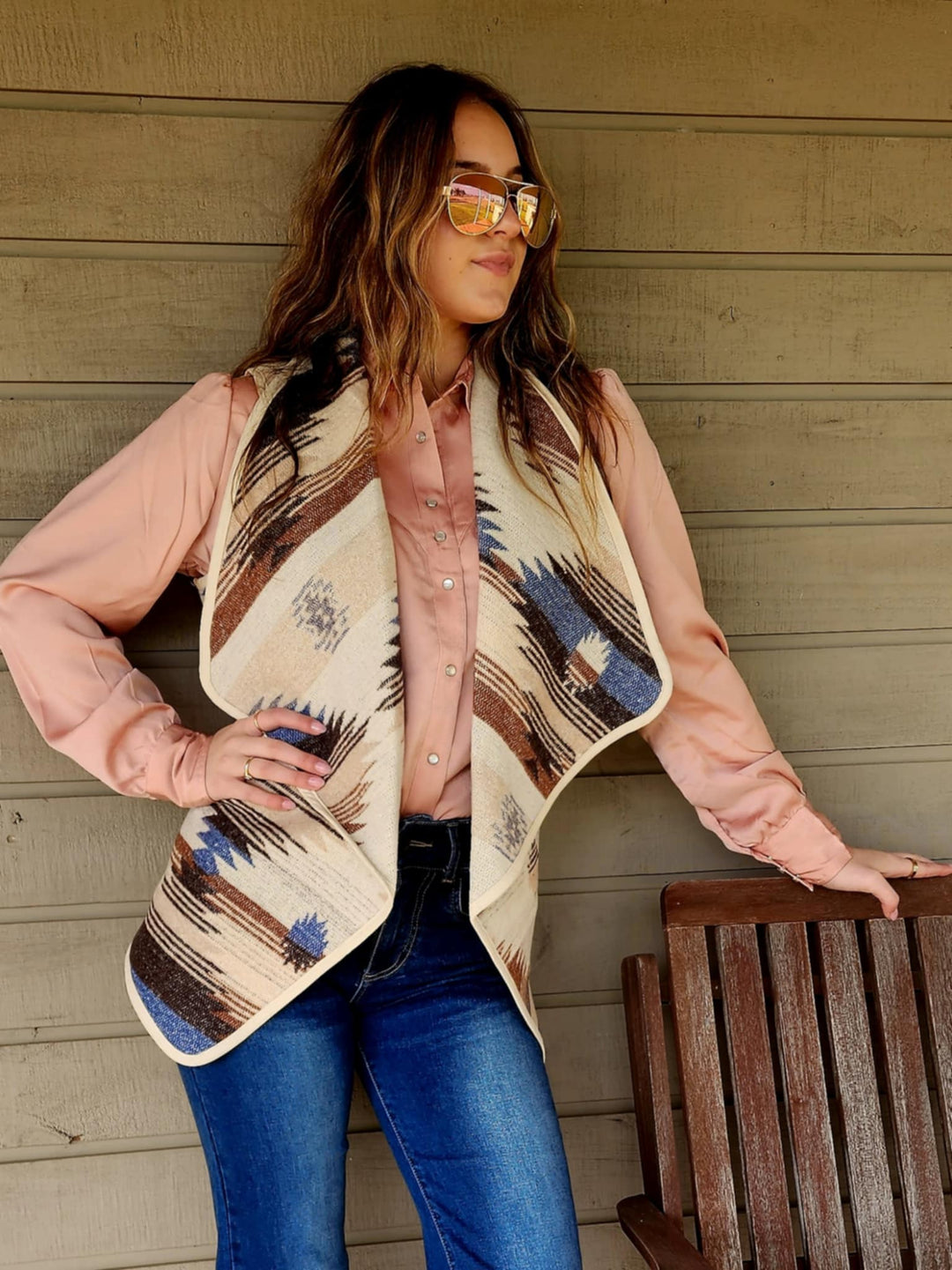 Pure Western Ladies Keegan Aztec print Vest