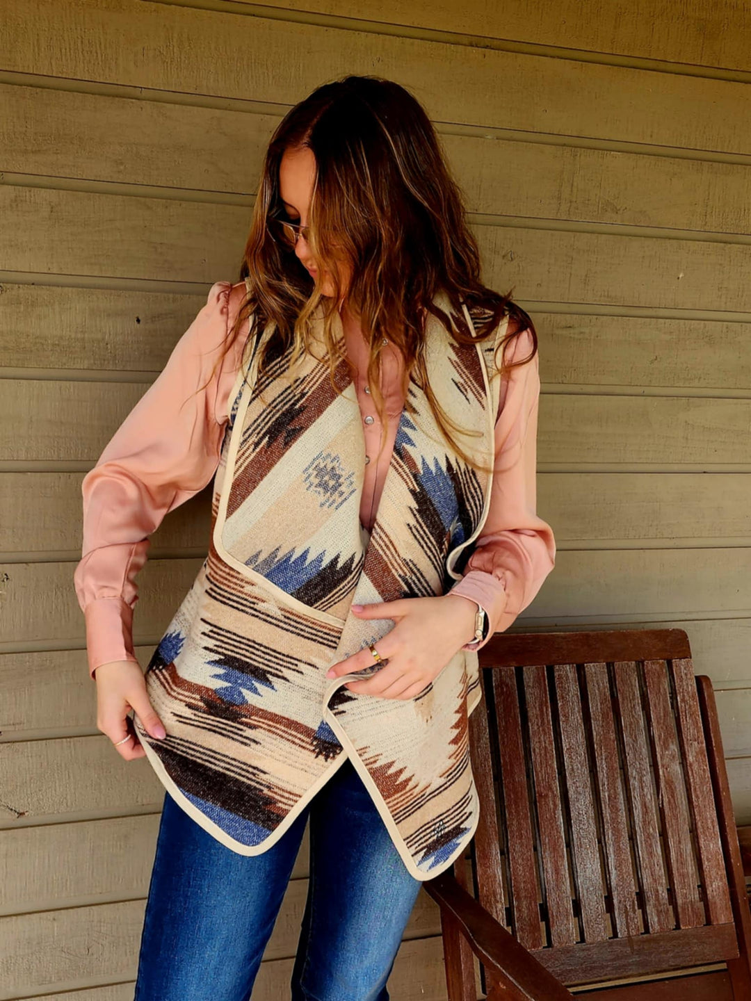 Pure Western Ladies Keegan Aztec print Vest