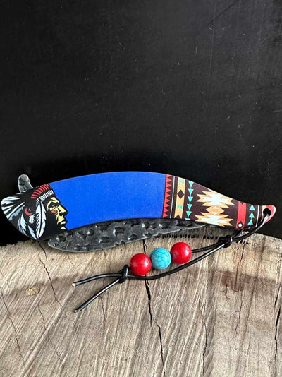 Knive - Native American Indian Print Pocket Knife