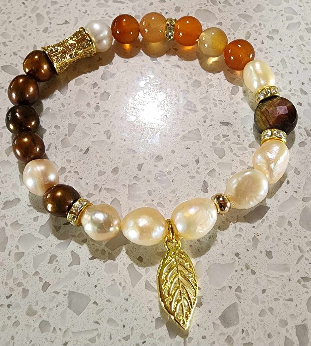 Jewellery - Genuine Semi Precious Gemstone & Freshwater Pearl Bracelet