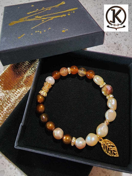 Jewellery - Genuine Semi Precious Gemstone & Freshwater Pearl Bracelet