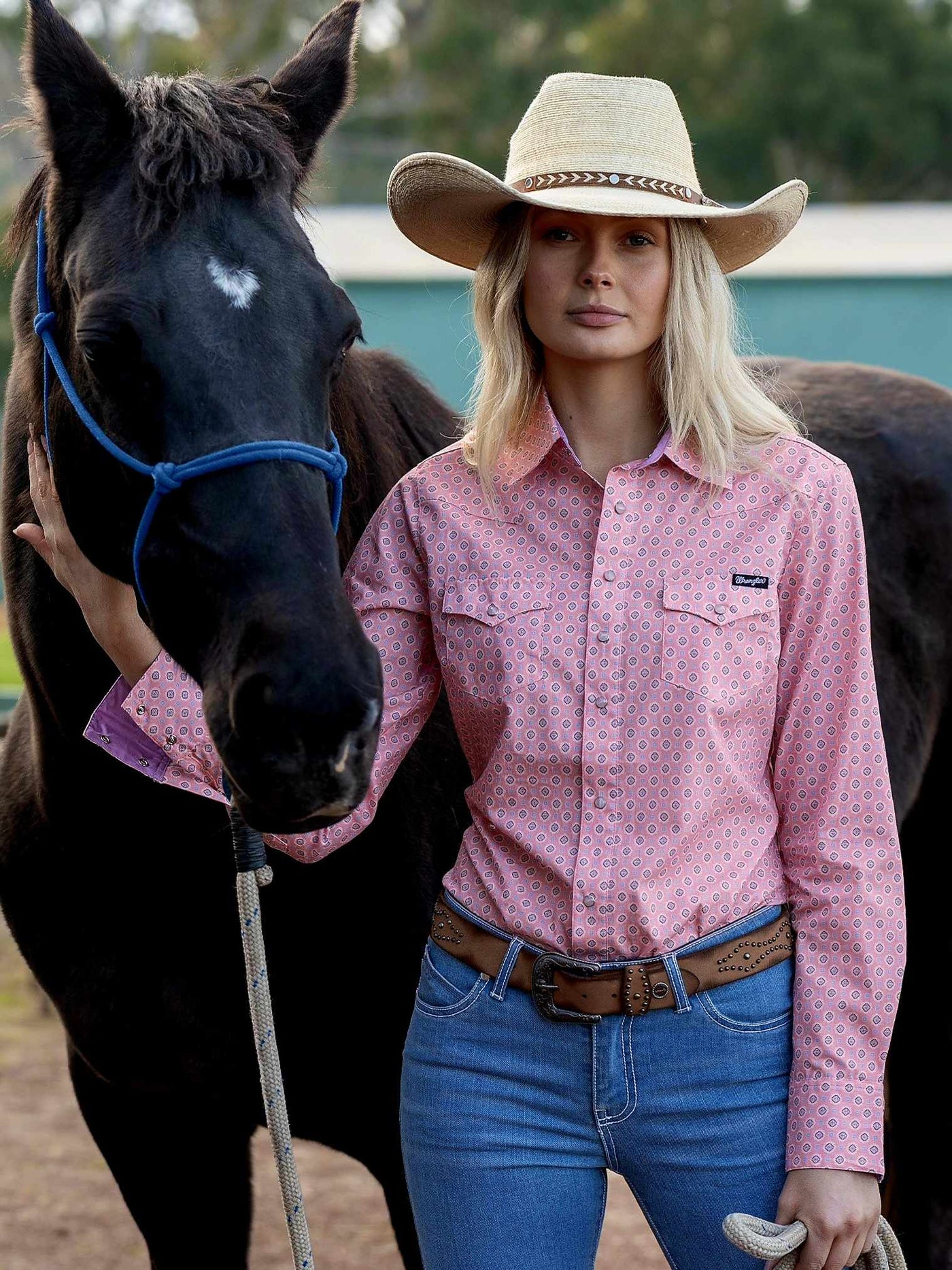 Wrangler Western Ladies Larisa Pink Shirt 100% Cotton