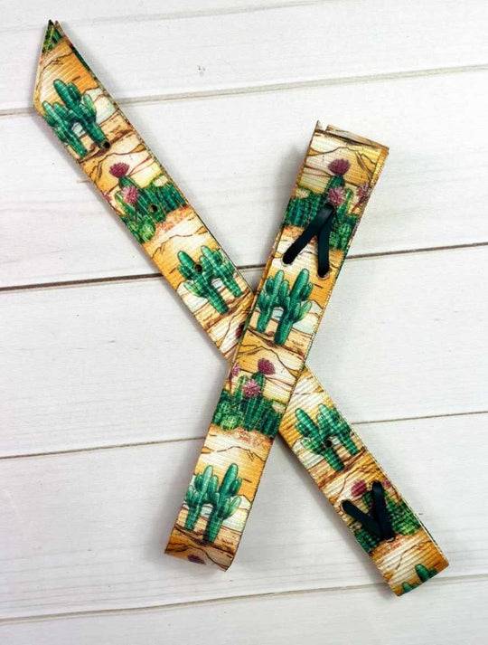 Billett - Western Billett Latigo Tie Strap and Latigo Set Cactus  Print