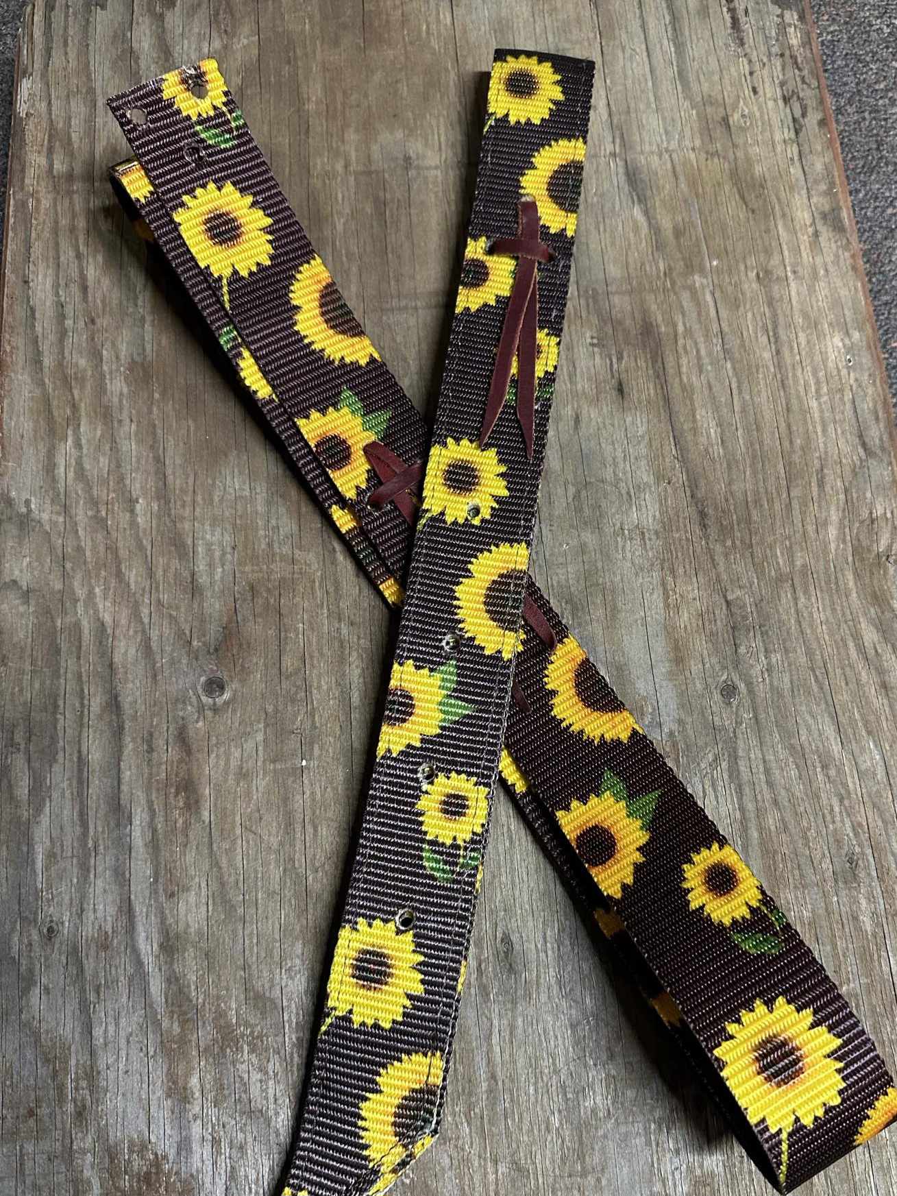 Billett - Western Billett Latigo Tie Strap and Latigo Set Sunflower Print