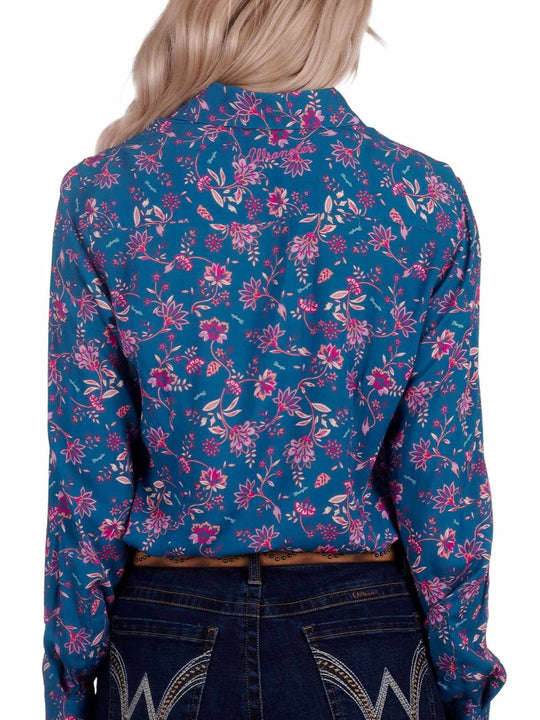 Wrangler Western Ladies Leah Teal/ Pink Shirt