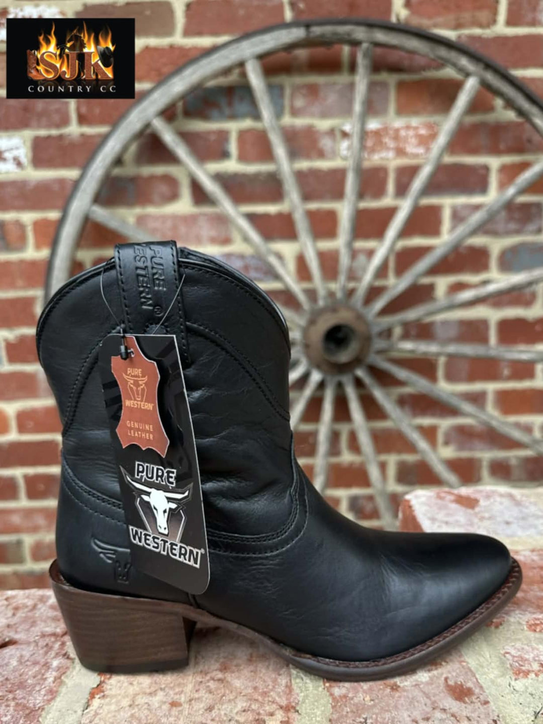 Pure Western Lissie Leather Western Cowboy Black Boots