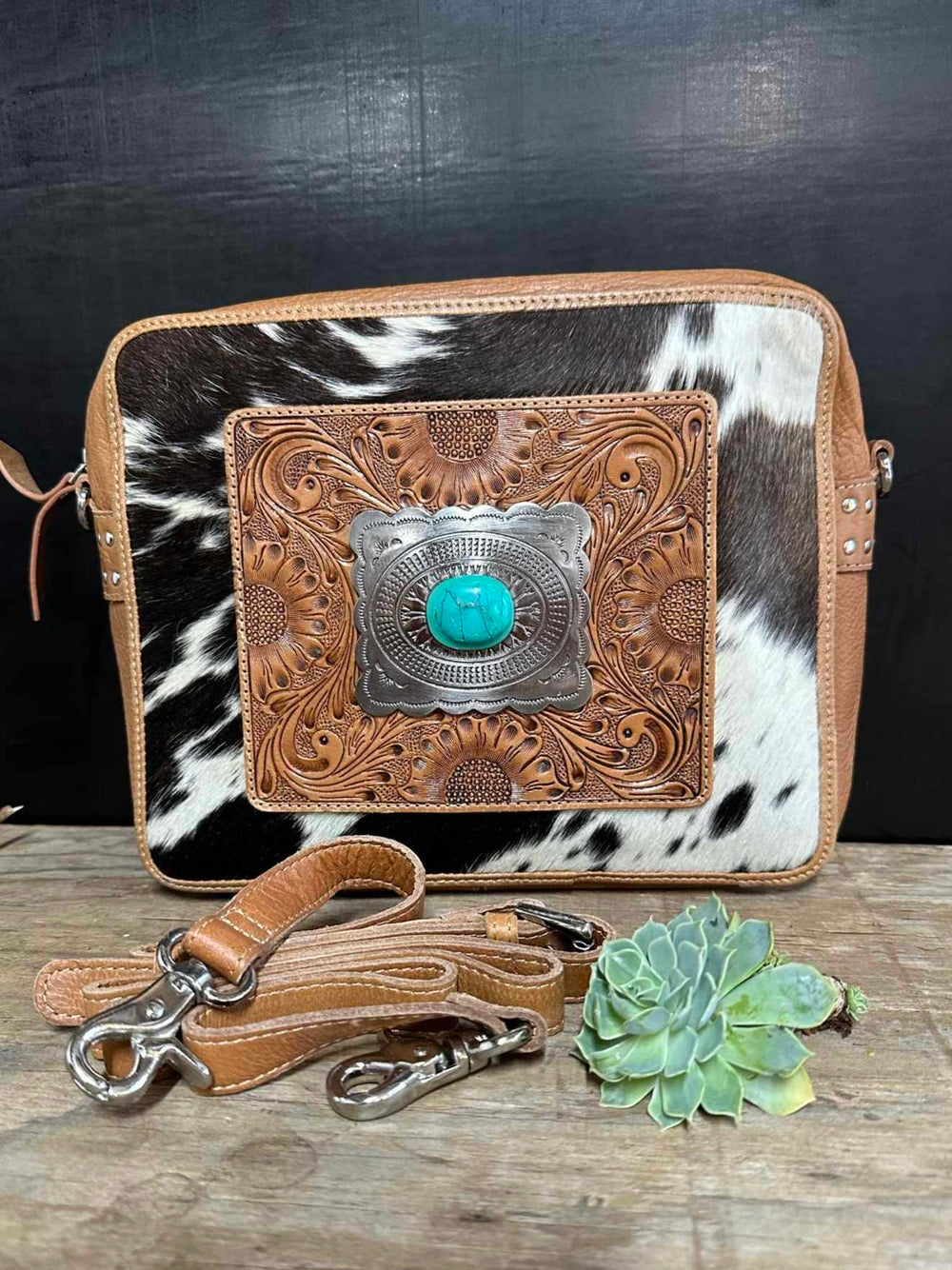 Western Hide & Leather Buckle Crossbody