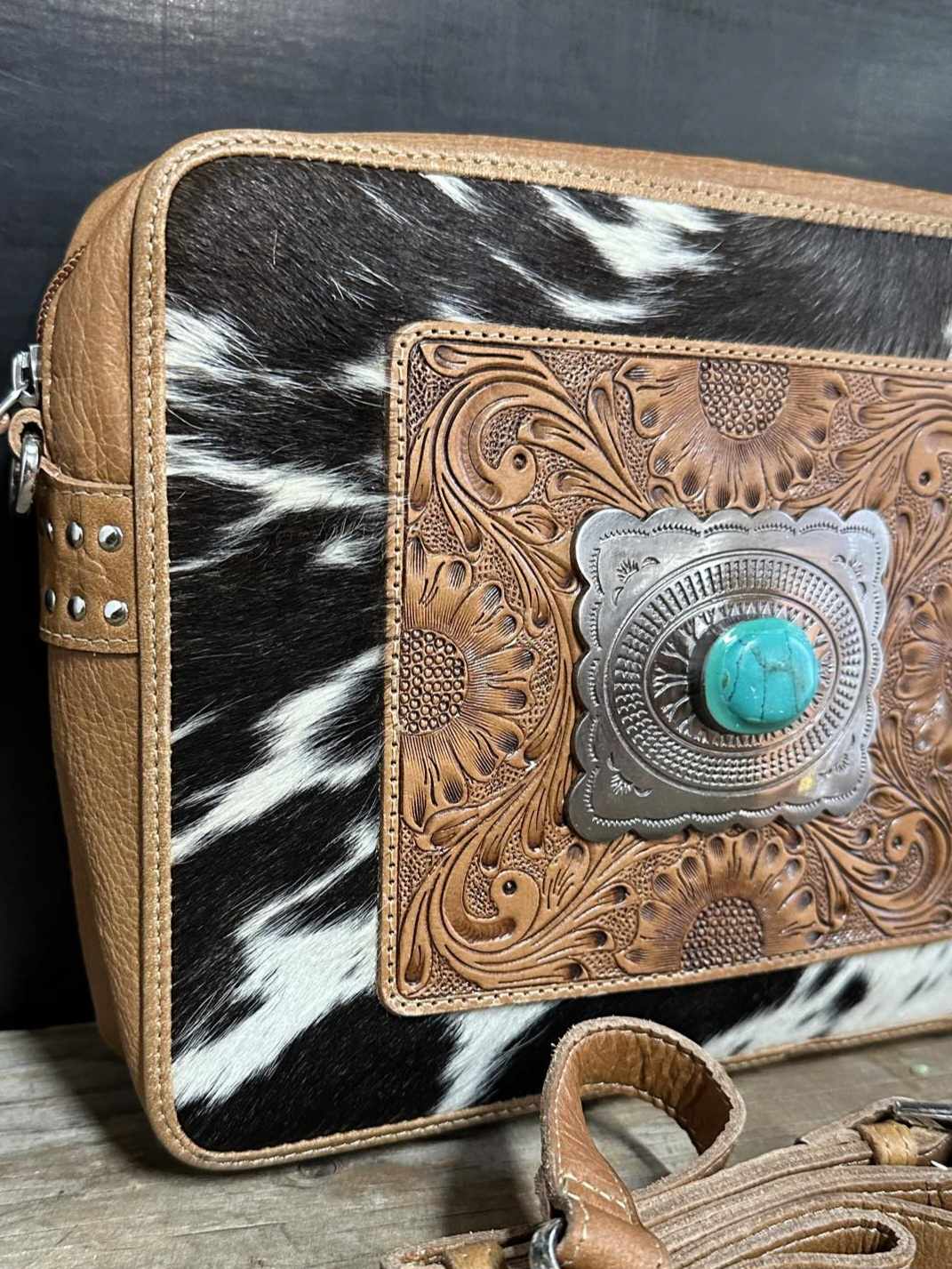 Western Hide & Leather Buckle Crossbody