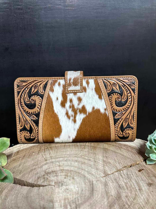 Western Hide & Leather Tooled Wallet