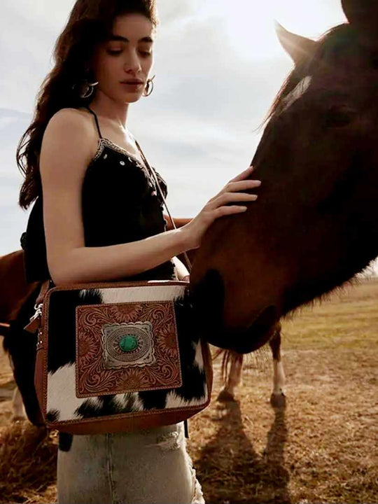 Western Hide & Leather Buckle Crossbody