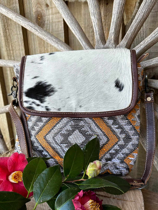 Western Hide Recycled Canvas & Hide Crossbody Handbag