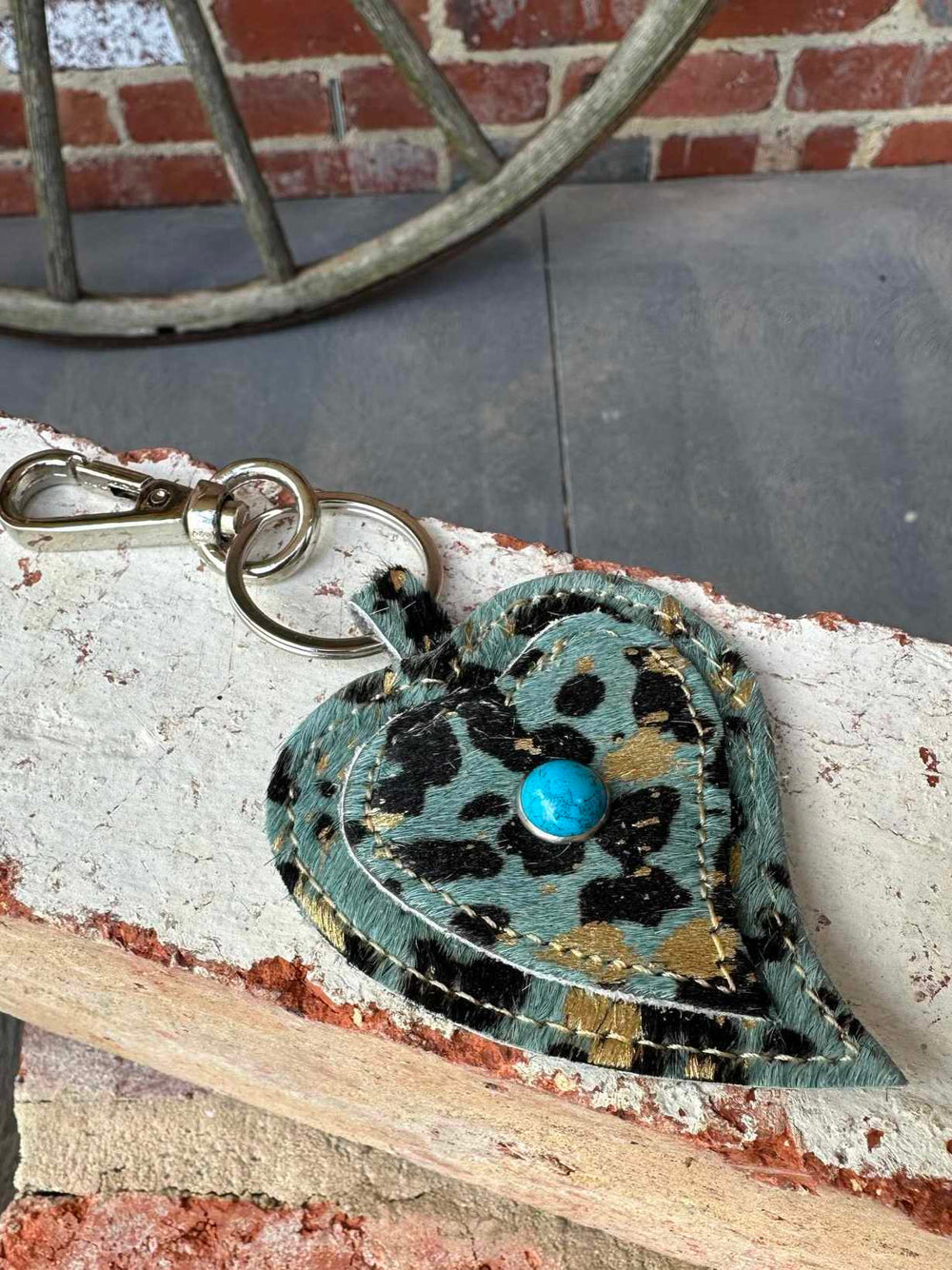Key Ring - Genuine Hide Heart Key Fob/ Bag Charm